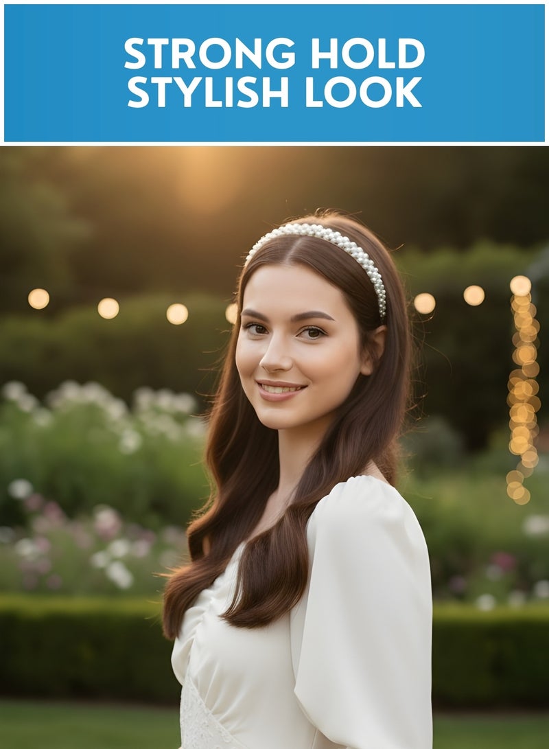 طوق رأس مرصع باللؤلؤ للنساء مع مشابك شعر متناسقة - طقم إكسسوارات شعر للعرائس والحفلات، طوق شعر زفاف مرصع بأحجار الراين، إكسسوارات شعر فاخرة وأنيقة - Image 5